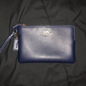 Coach Midnight Blue Leather Wristlet